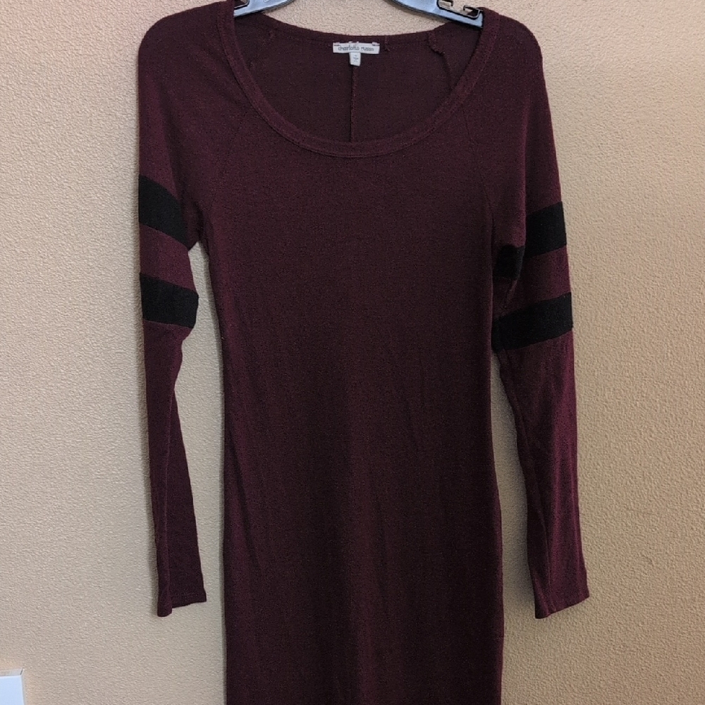 Charlotte Russe Burgundy and Black Long Sleeve Dress